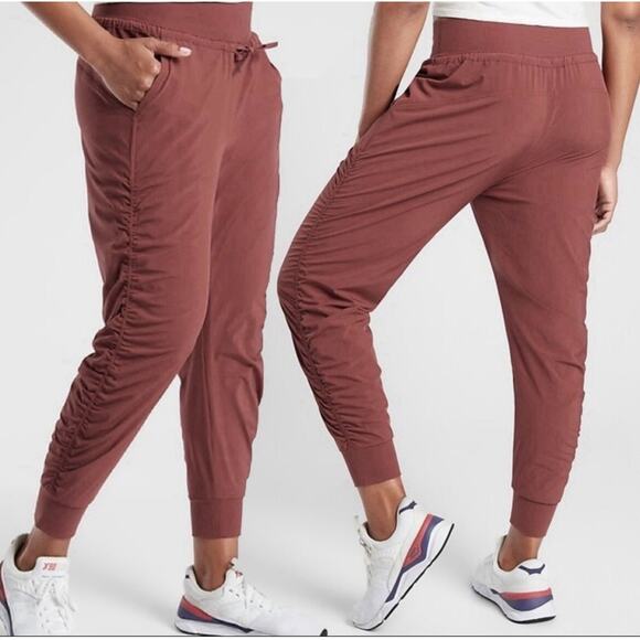 Athleta Size 2 Attitude Lined Jogger Pants Outdoors Winter Hiking Ruched Warm - Picture 1 of 14